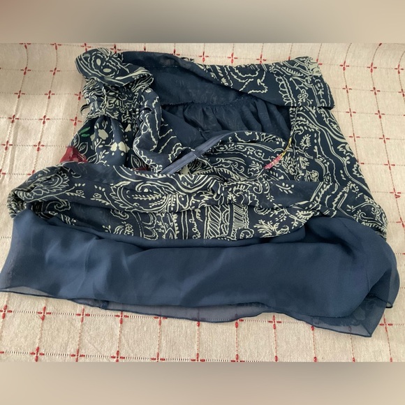 UO Staring At Stars Blue Paisley & Floral Spaghetti Strap Babydoll Dress Women 0 - Picture 3 of 8